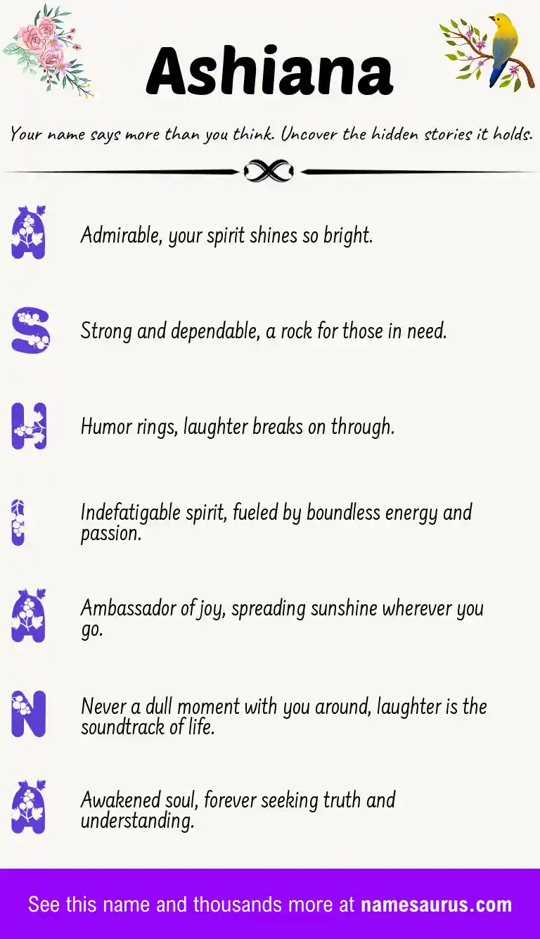 Acrostic poem about Ashiana.