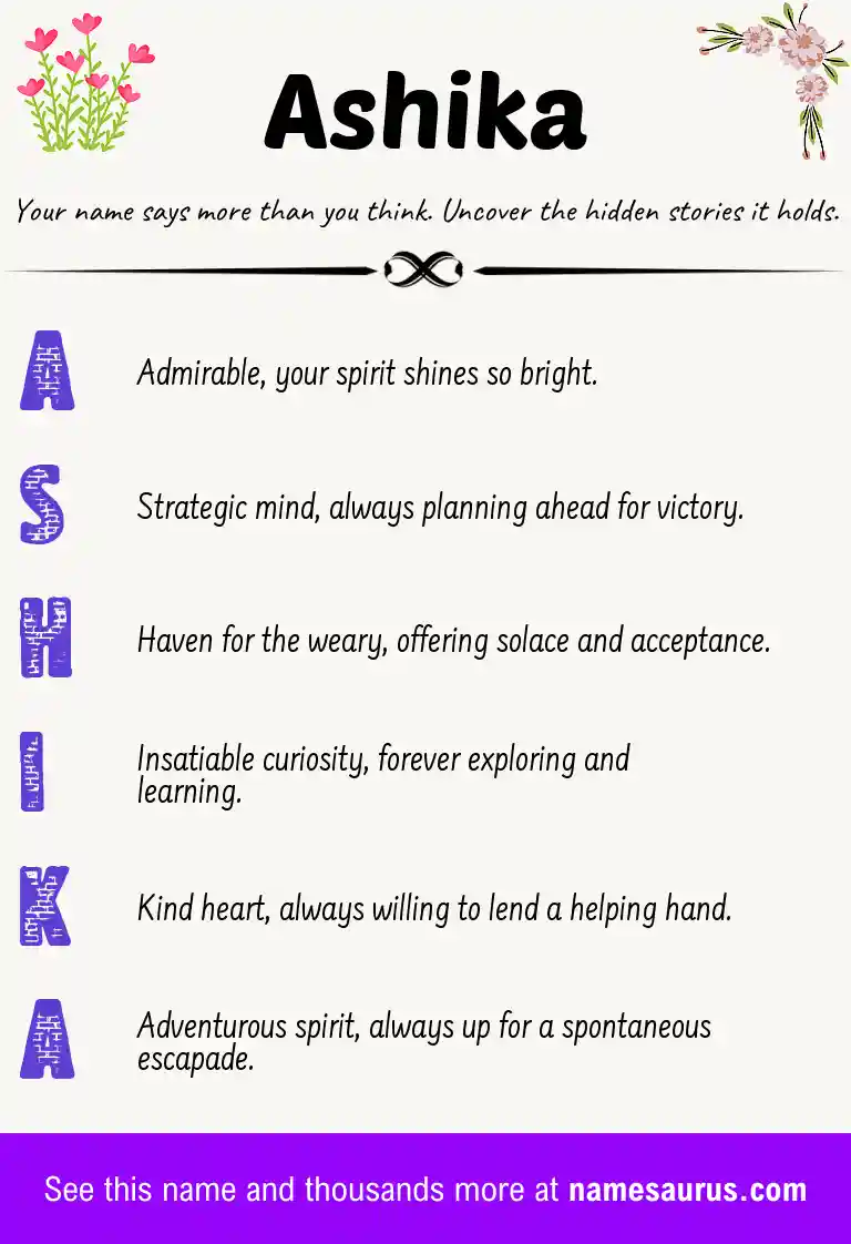Acrostic poem about Ashika.