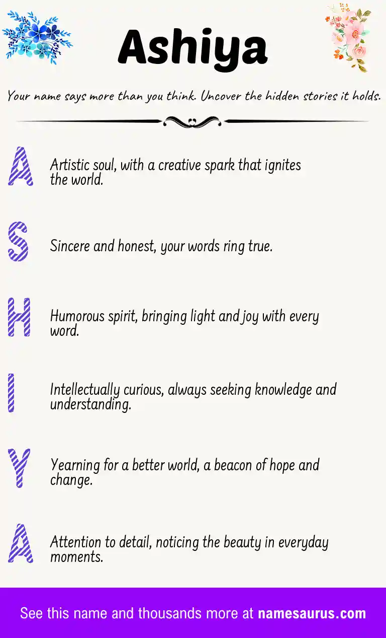 Acrostic poem about Ashiya.