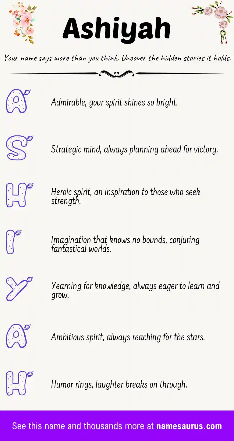 Acrostic poem about Ashiyah.