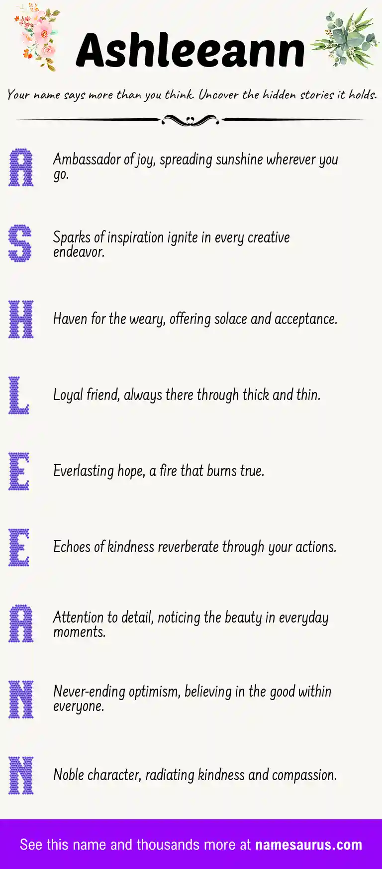 Acrostic poem about Ashleeann.