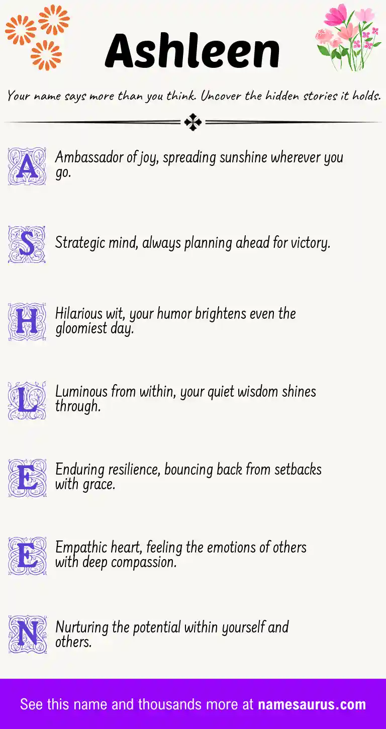 Acrostic poem about Ashleen.