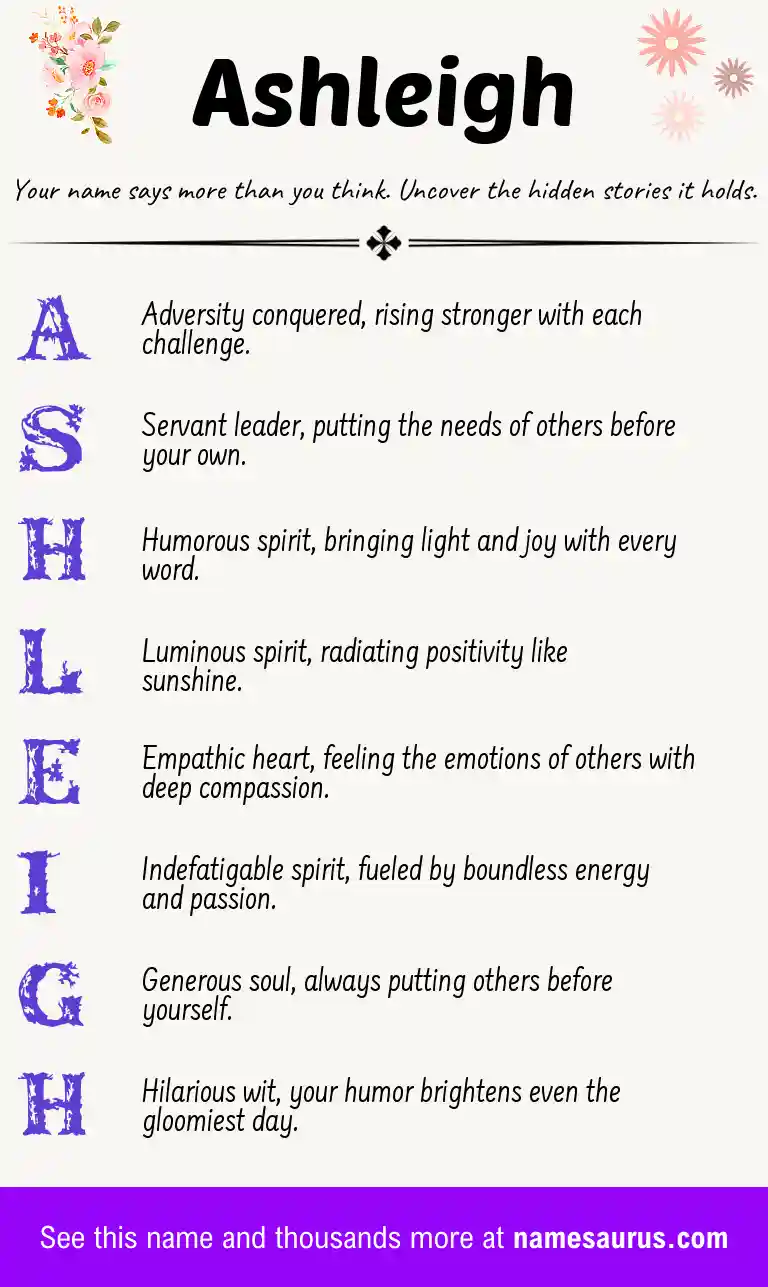 Acrostic poem about Ashleigh.