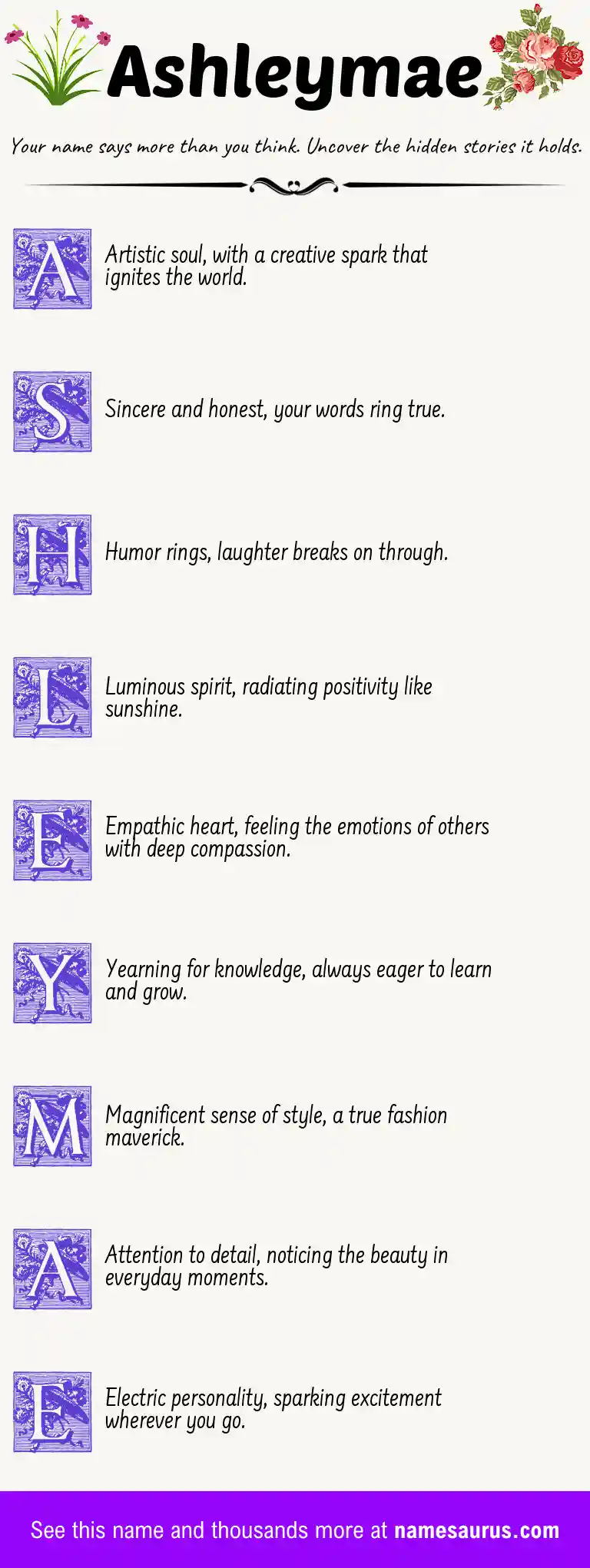 Acrostic poem about Ashleymae.