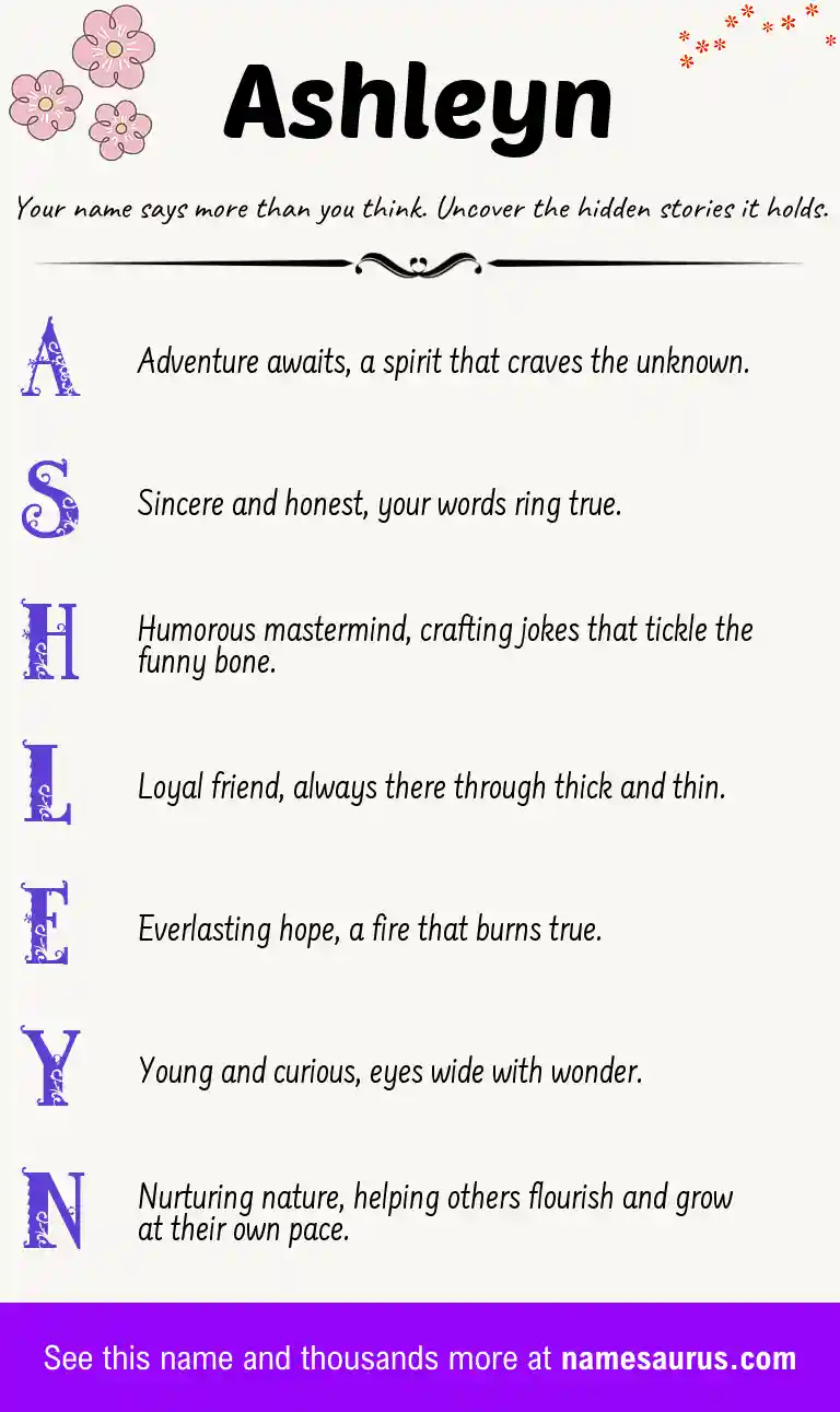 Acrostic poem about Ashleyn.