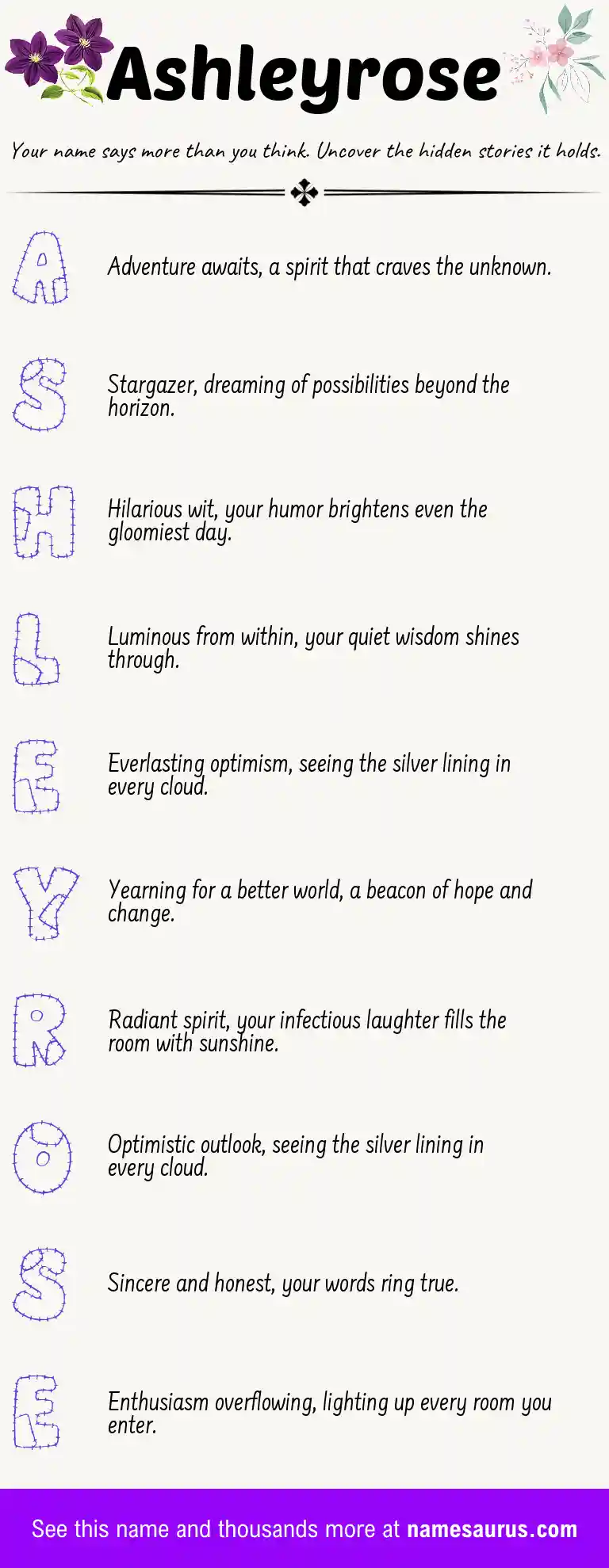 Acrostic poem about Ashleyrose.
