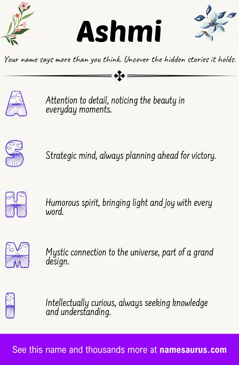 Acrostic poem about Ashmi.