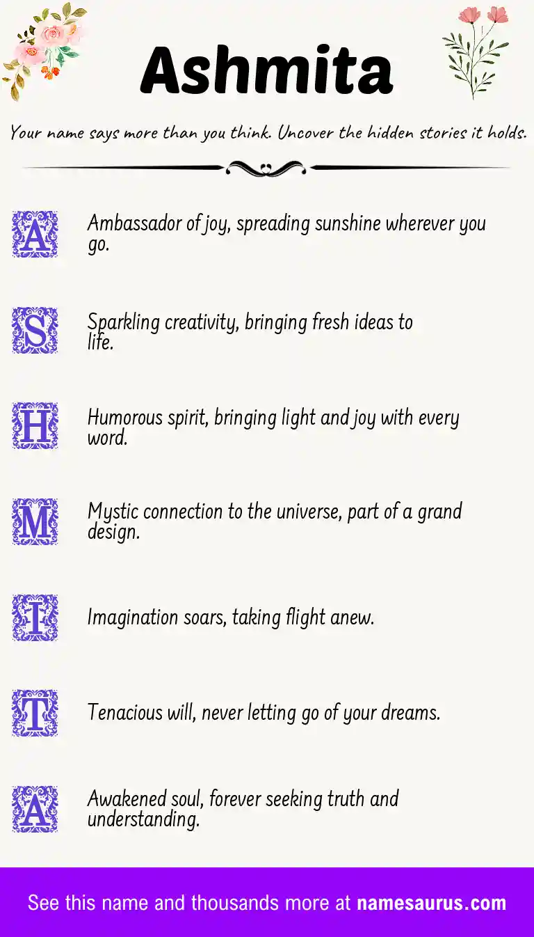 Acrostic poem about Ashmita.