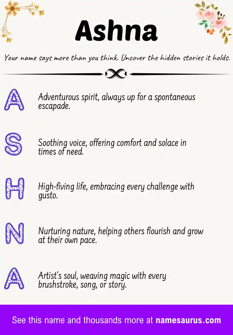 Acrostic poem about Ashna.