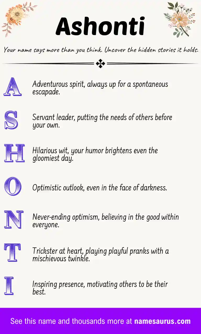 Acrostic poem about Ashonti.