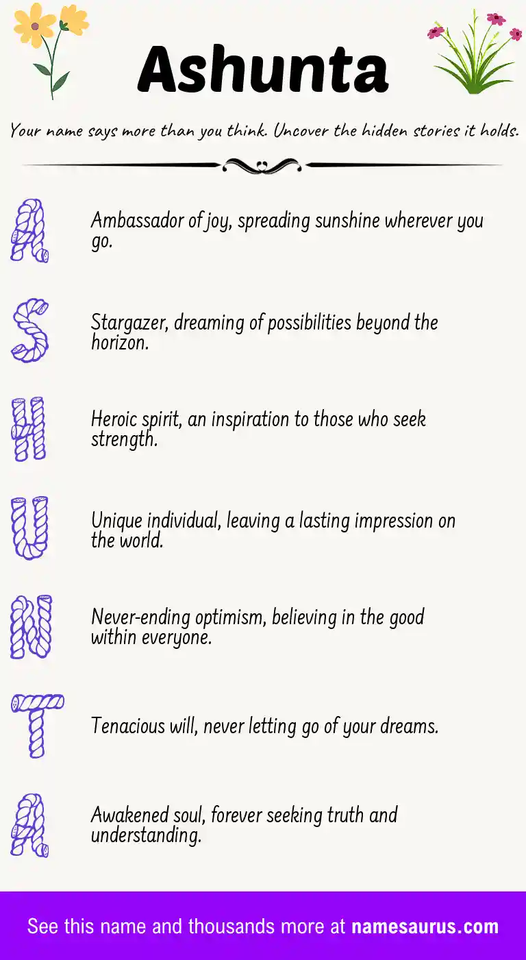 Acrostic poem about Ashunta.