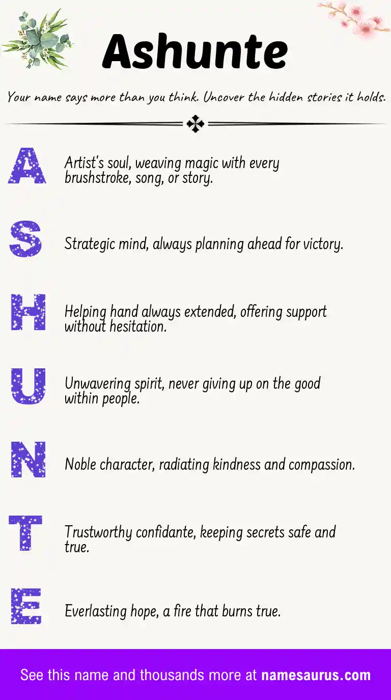 Acrostic poem about Ashunte.