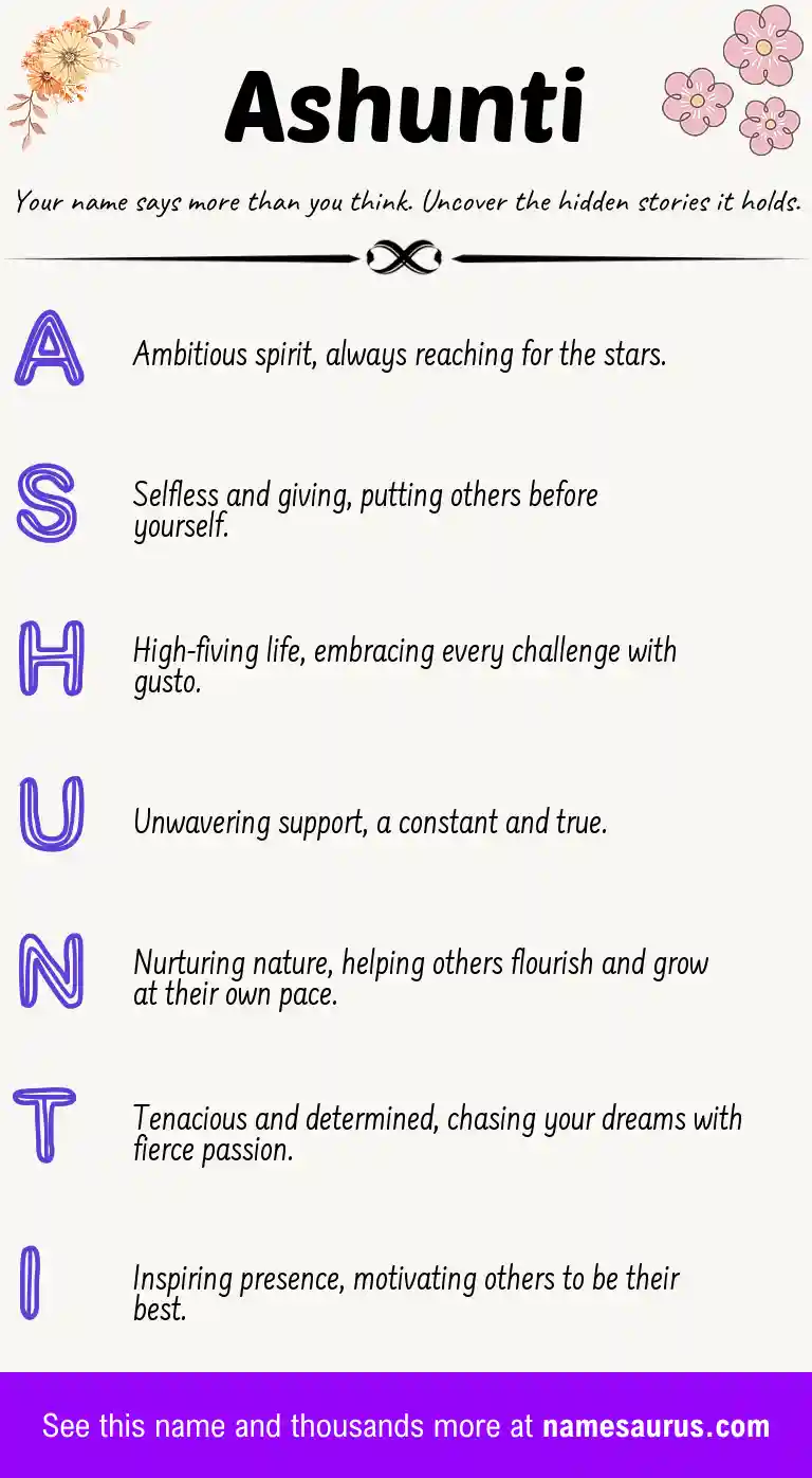 Acrostic poem about Ashunti.
