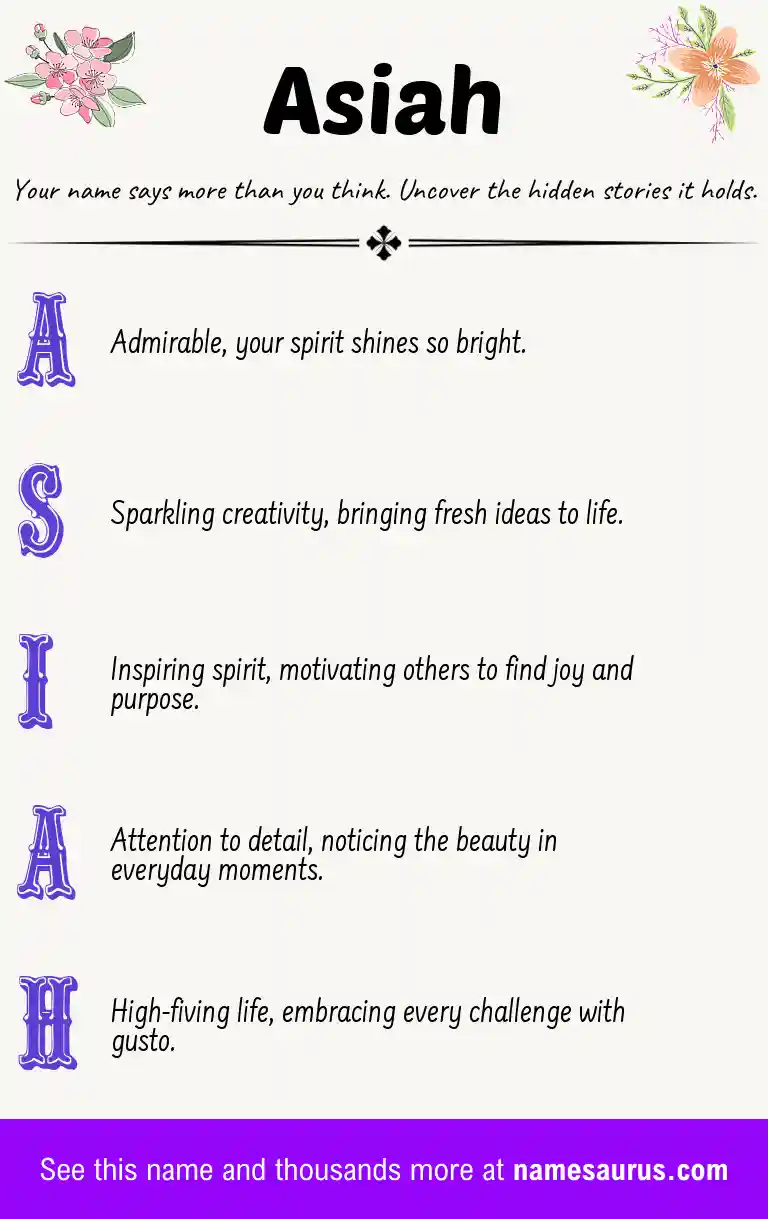 Acrostic poem about Asiah.