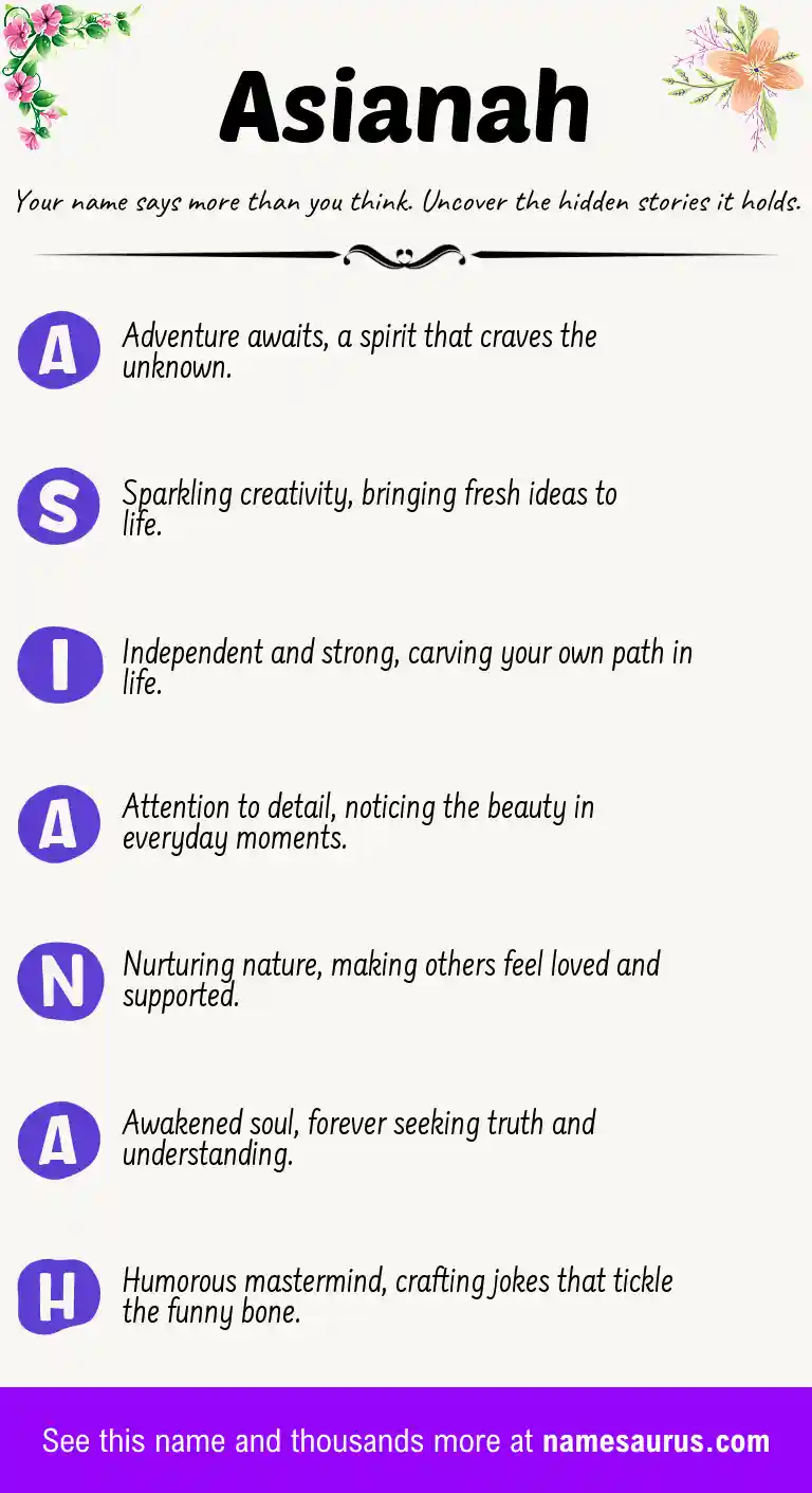 Acrostic poem about Asianah.