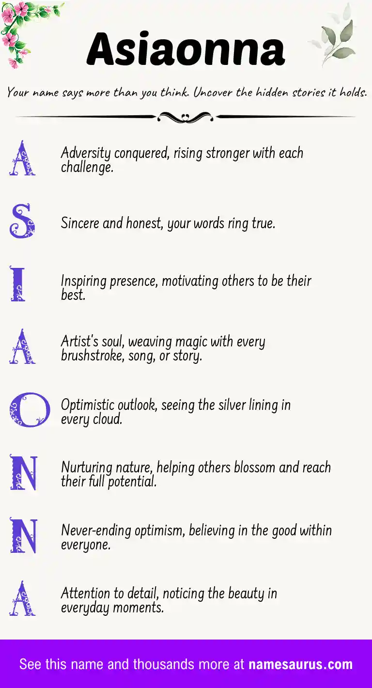 Acrostic poem about Asiaonna.