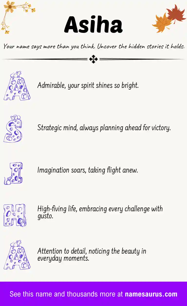 Acrostic poem about Asiha.