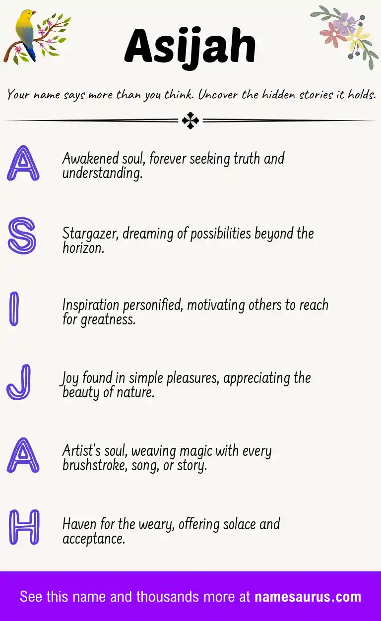 Acrostic poem about Asijah.