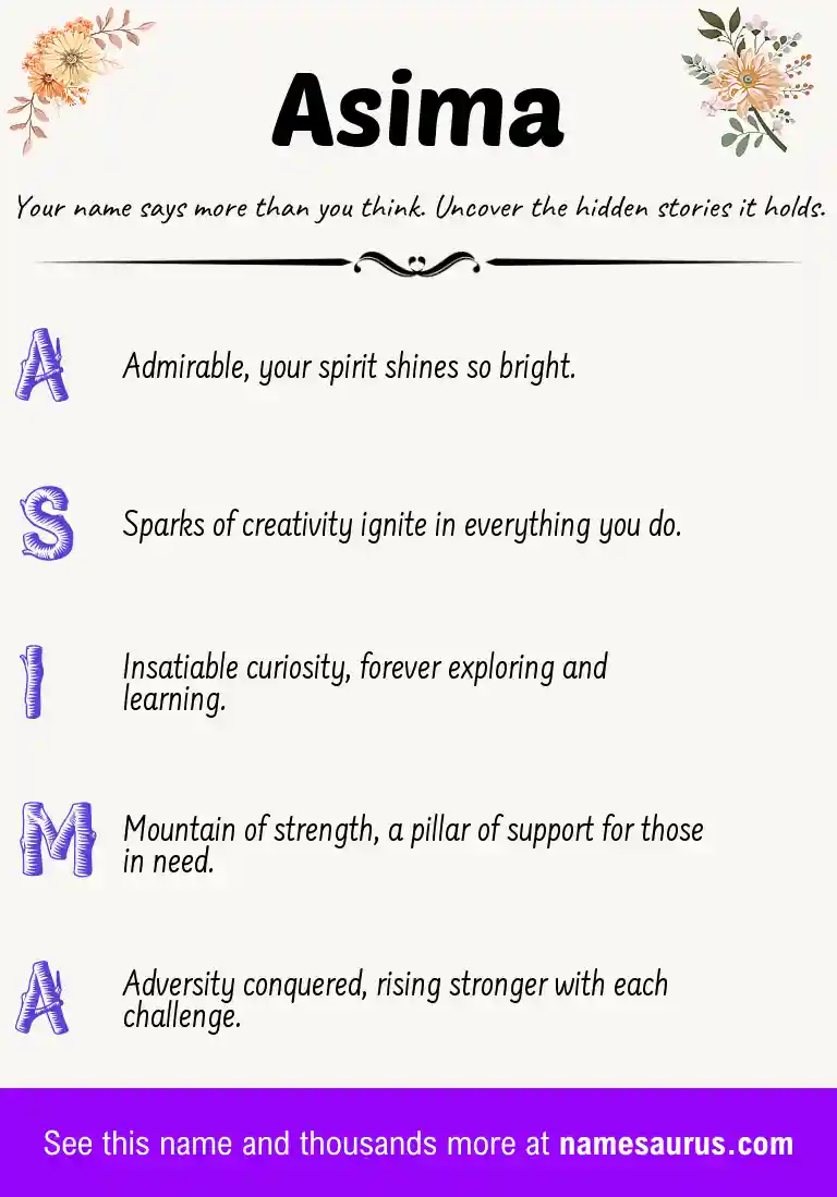 Acrostic poem about Asima.