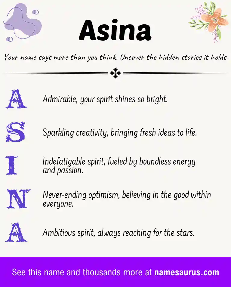 Acrostic poem about Asina.