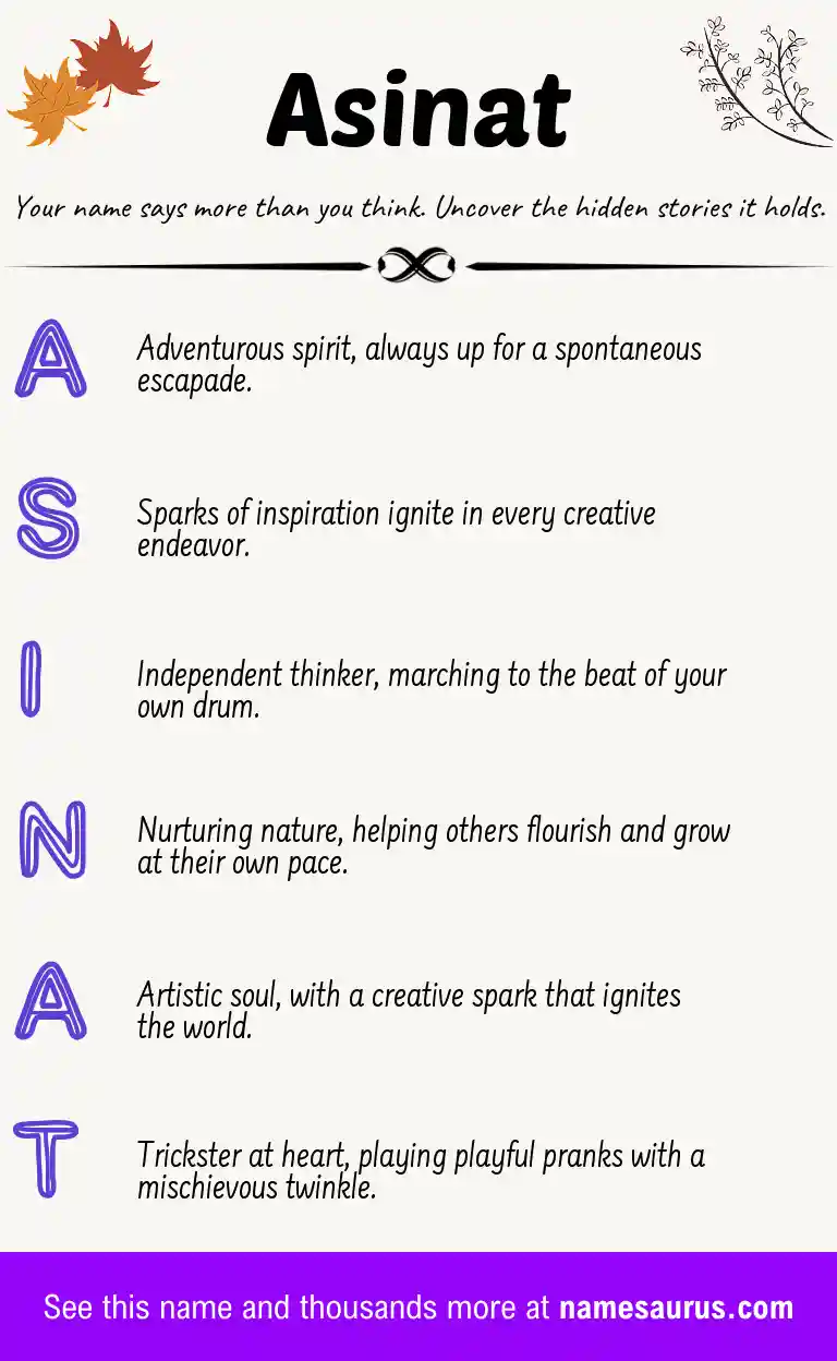 Acrostic poem about Asinat.