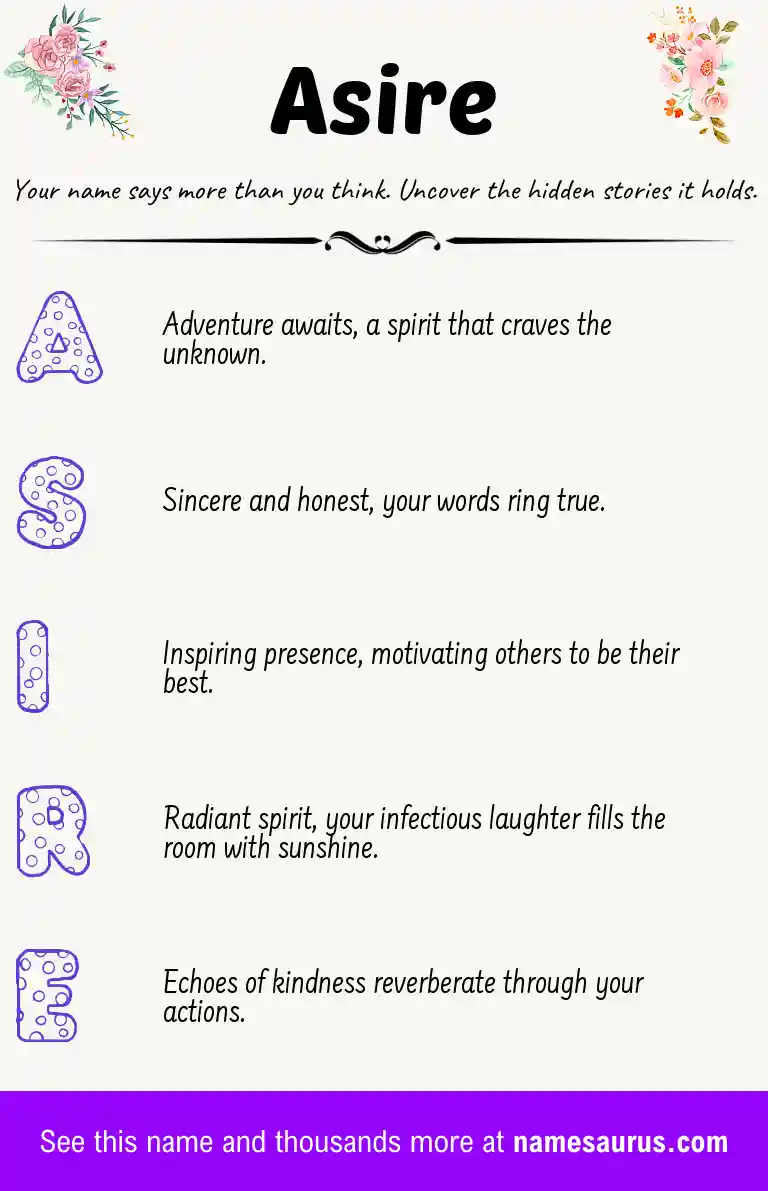 Acrostic poem about Asire.