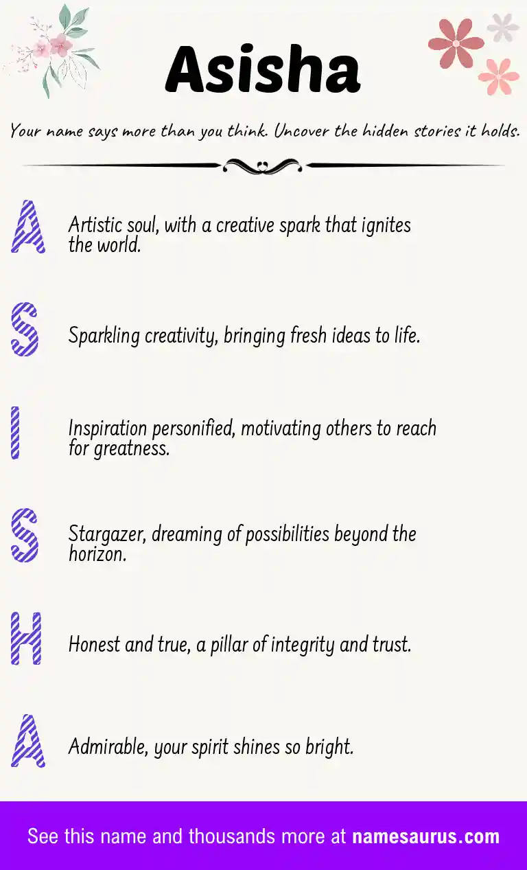 Acrostic poem about Asisha.