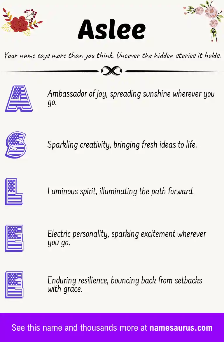 Acrostic poem about Aslee.
