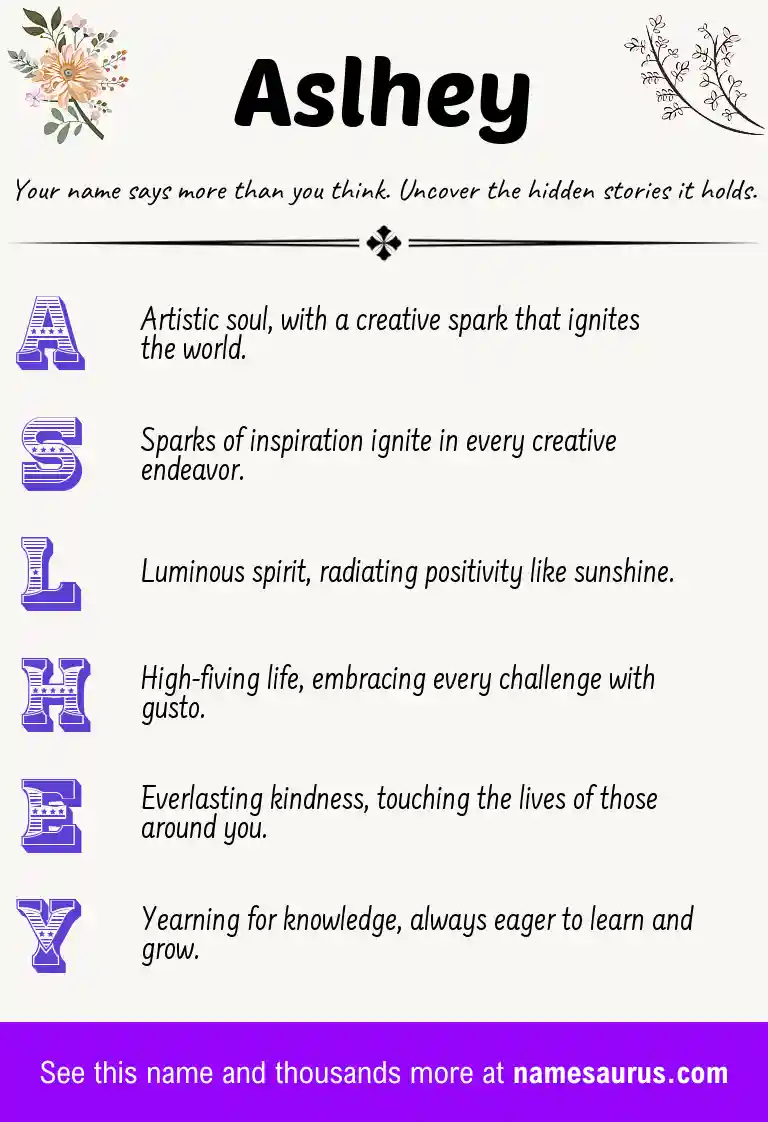 Acrostic poem about Aslhey.