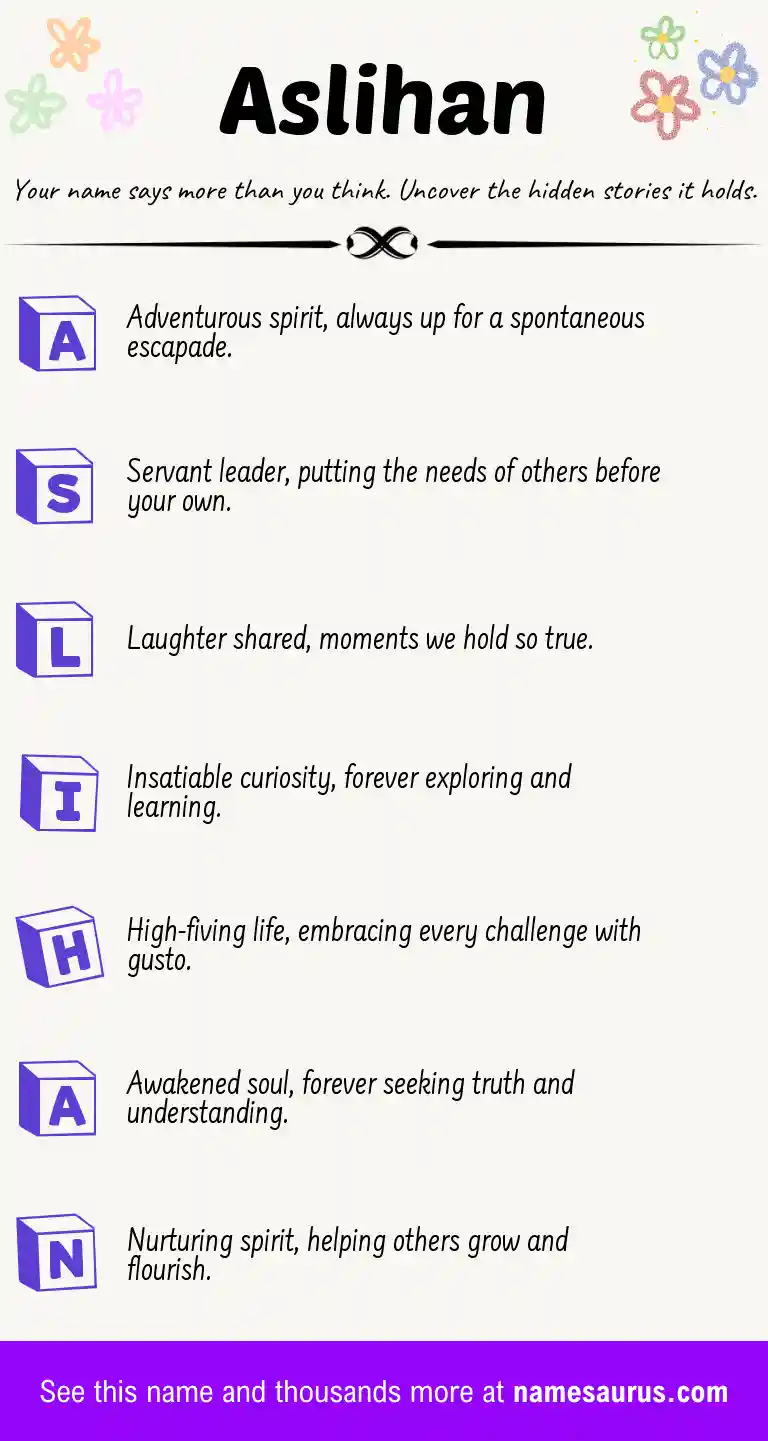 Acrostic poem about Aslihan.