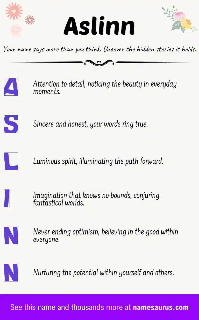 Acrostic poem about Aslinn.