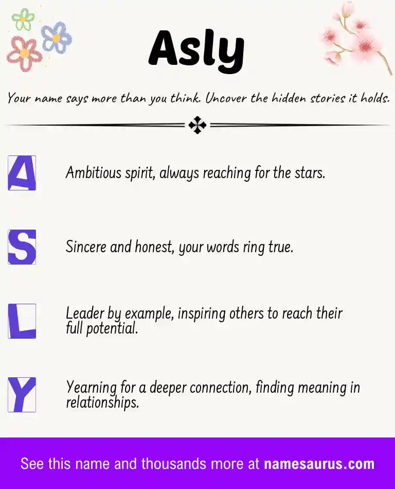 Acrostic poem about Asly.