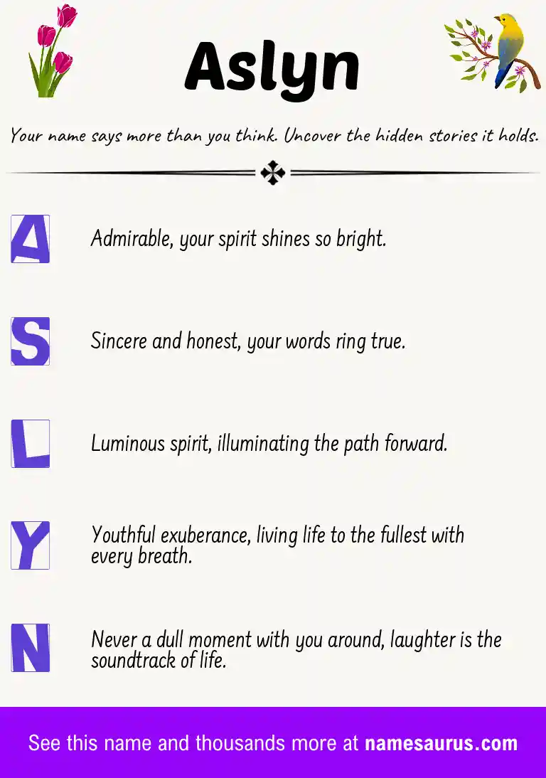 Acrostic poem about Aslyn.