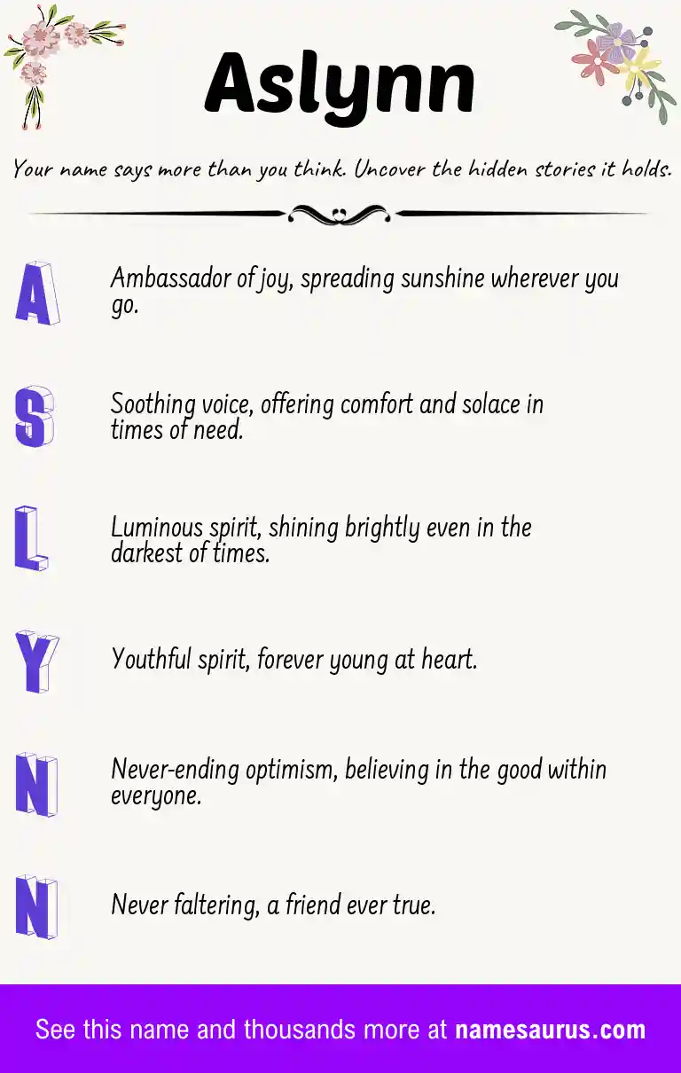 Acrostic poem about Aslynn.