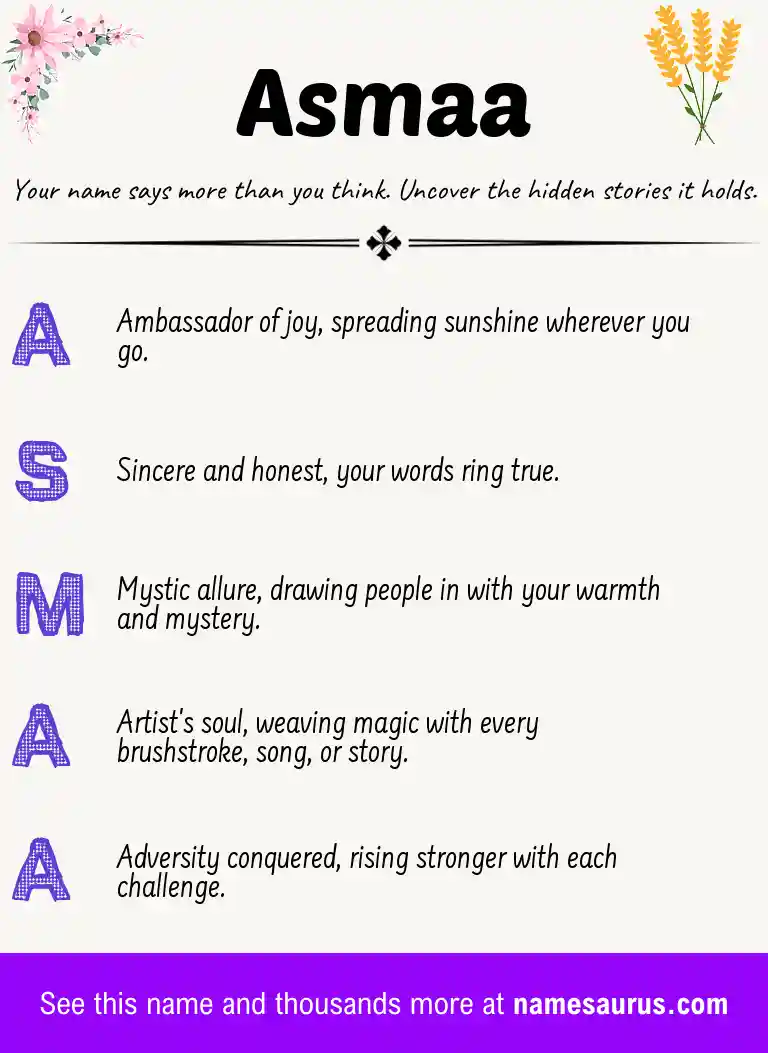 Acrostic poem about Asmaa.