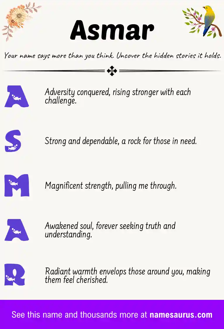 Acrostic poem about Asmar.