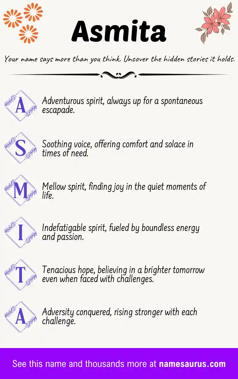 Acrostic poem about Asmita.
