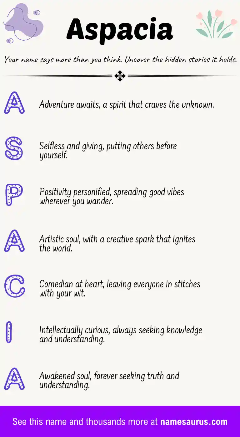 Acrostic poem about Aspacia.