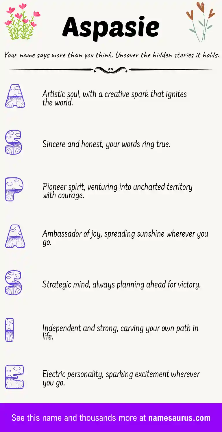 Acrostic poem about Aspasie.