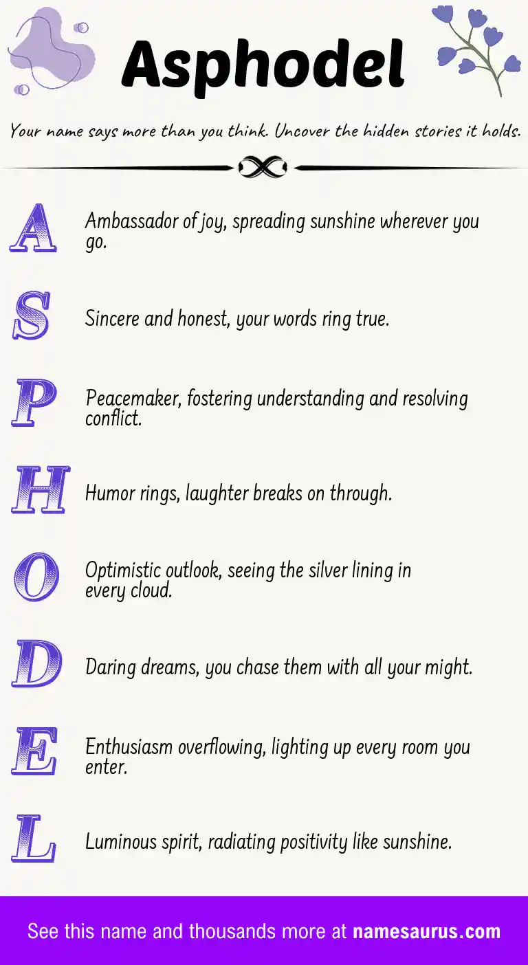 Acrostic poem about Asphodel.