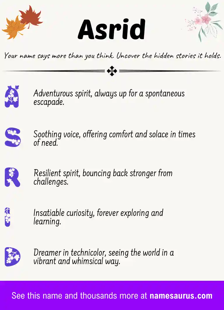 Acrostic poem about Asrid.