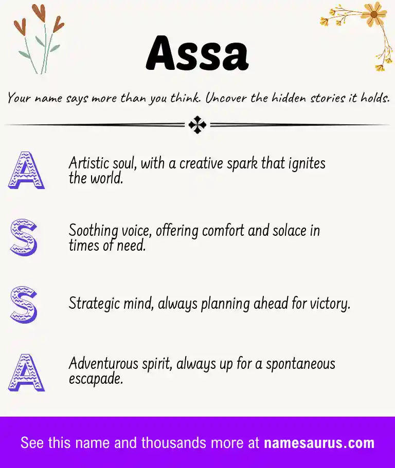 Acrostic poem about Assa.