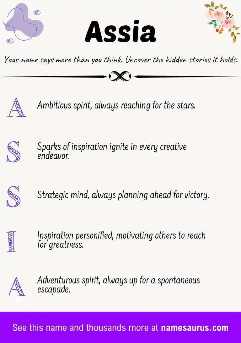 Acrostic poem about Assia.