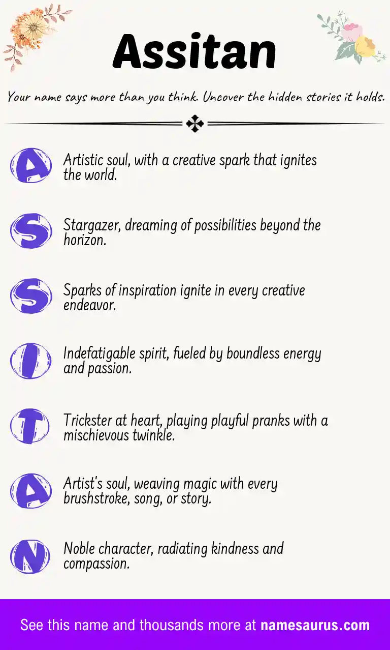 Acrostic poem about Assitan.