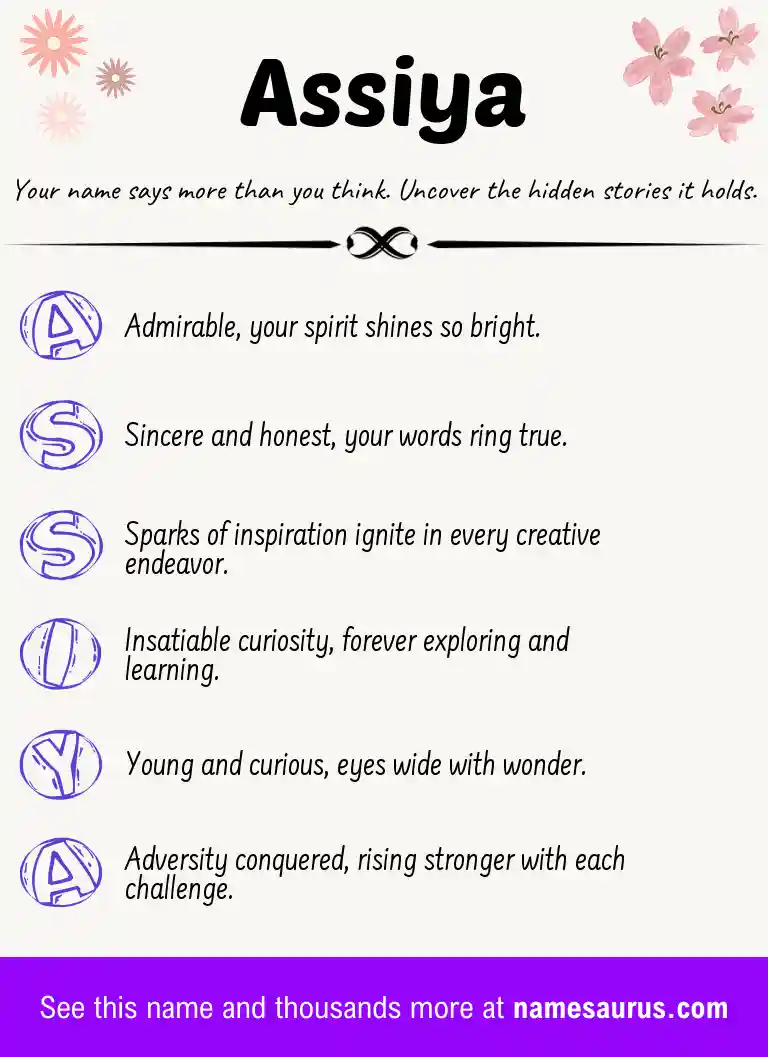 Acrostic poem about Assiya.