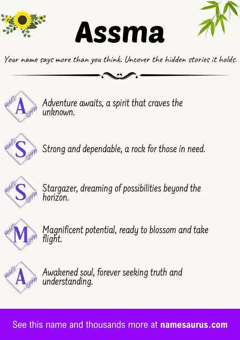 Acrostic poem about Assma.