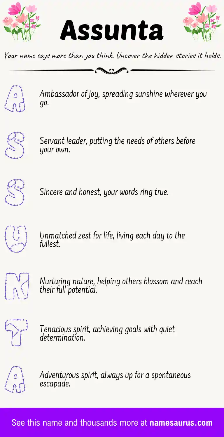 Acrostic poem about Assunta.