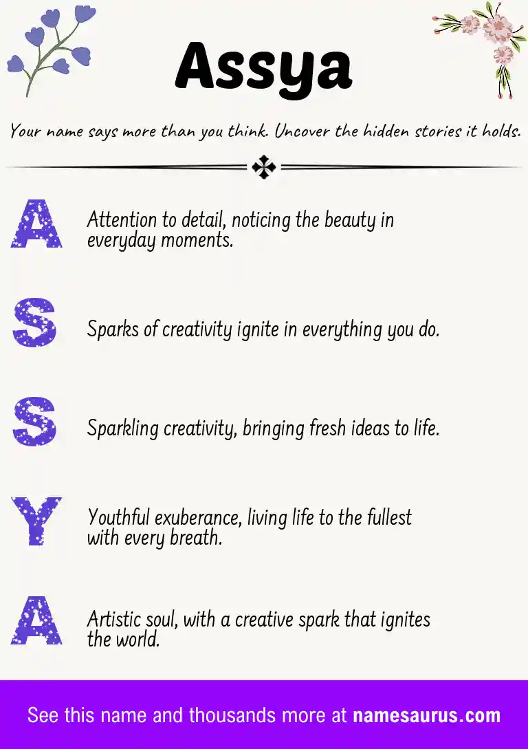 Acrostic poem about Assya.