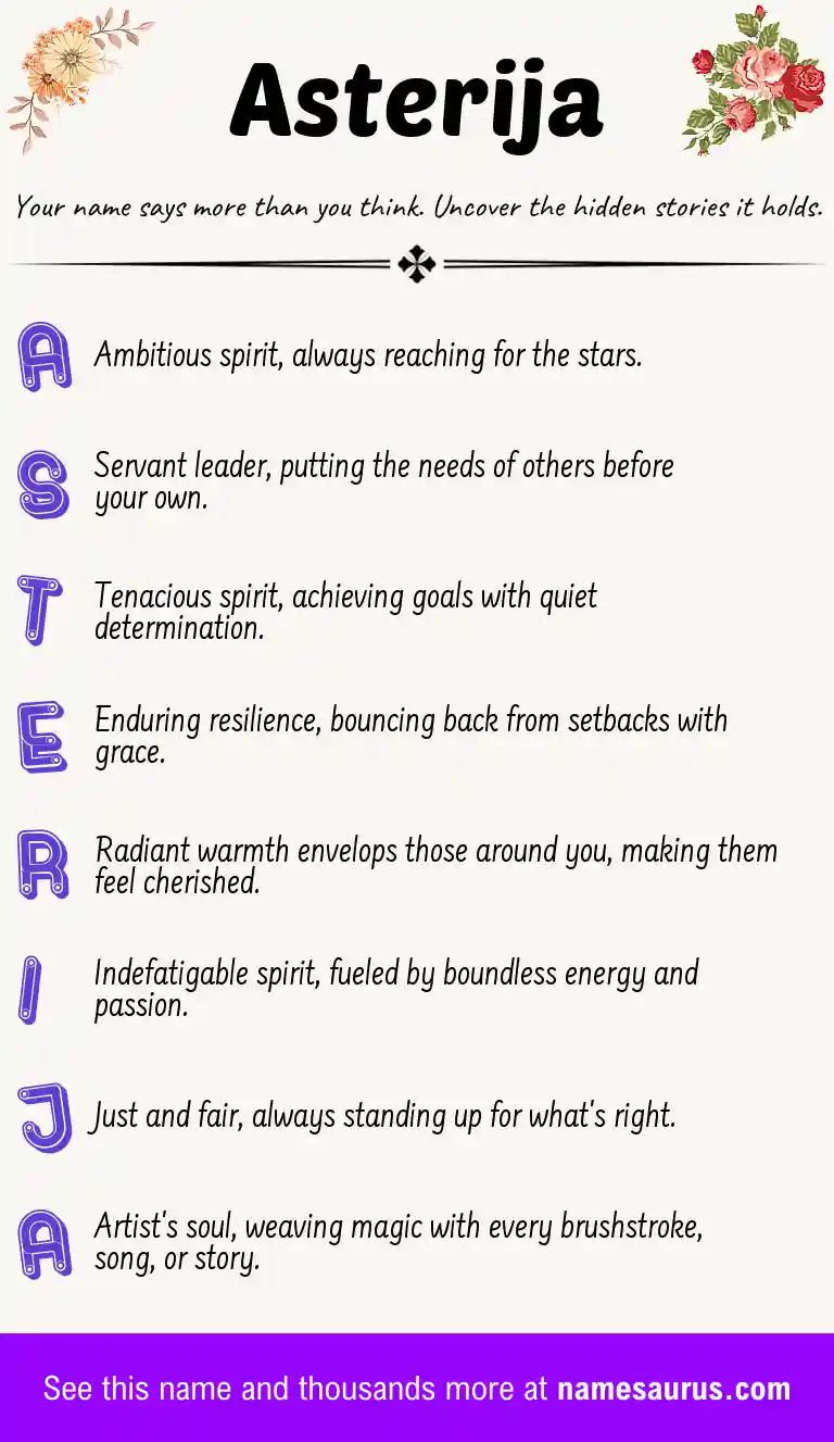 Acrostic poem about Asterija.