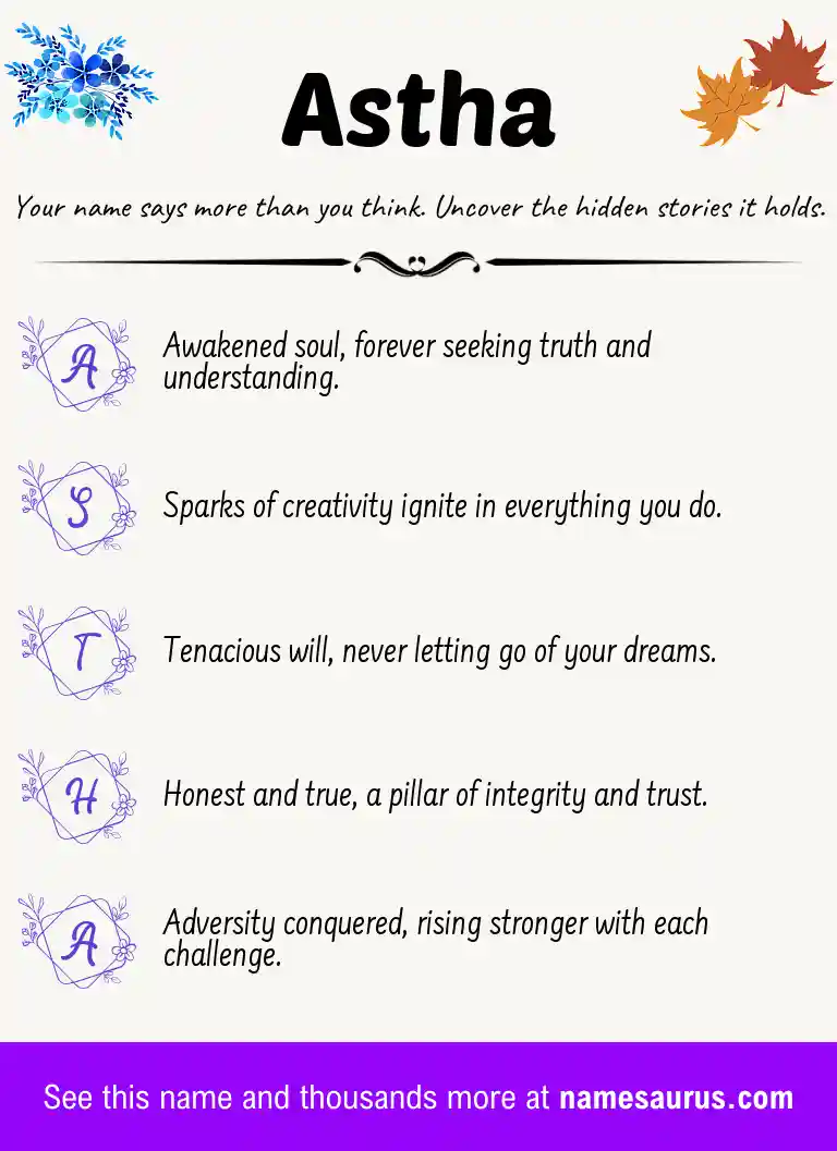Acrostic poem about Astha.